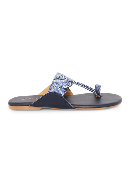 Dark Blue Peacock Kolhapuri