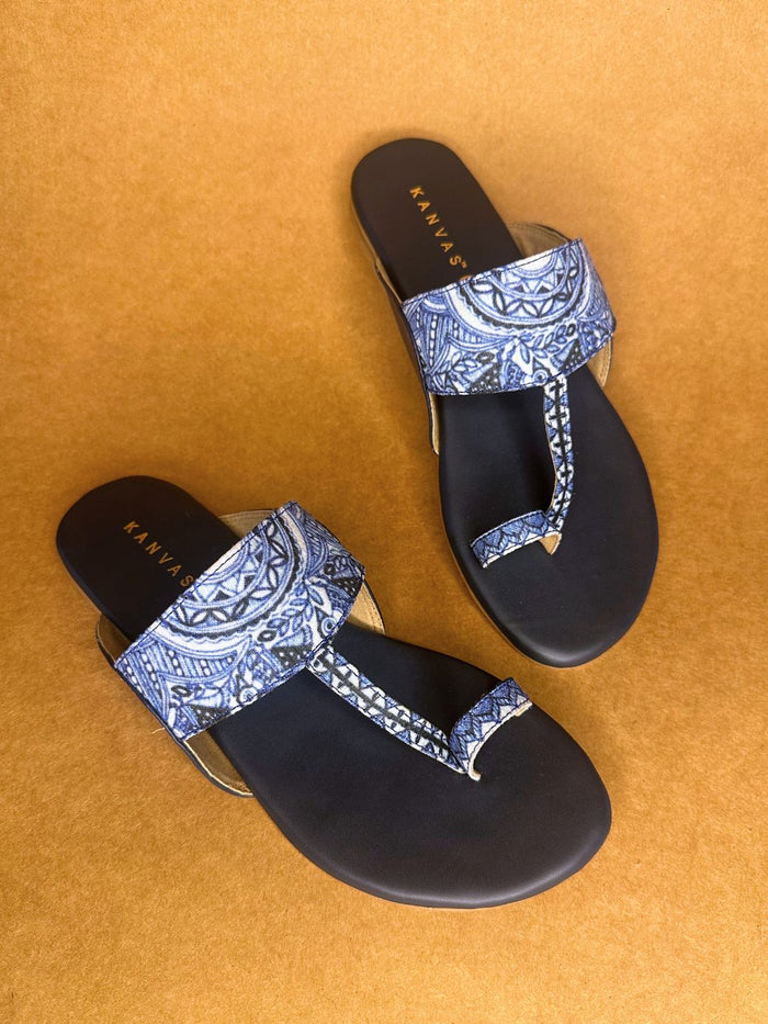 Dark Blue Peacock Kolhapuri