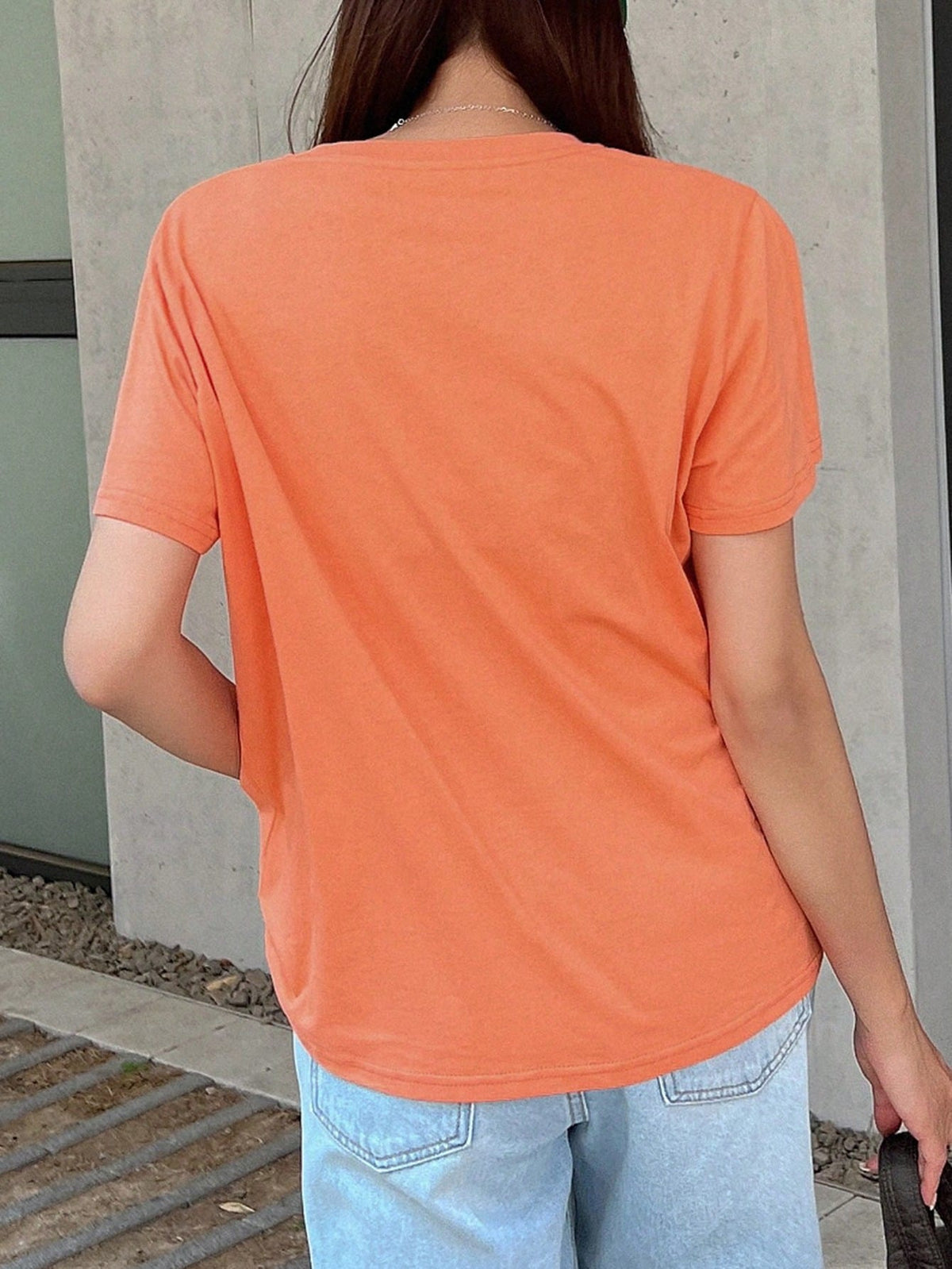 DAZY Letter Graphic Drop Shoulder Tee Preppy Tops