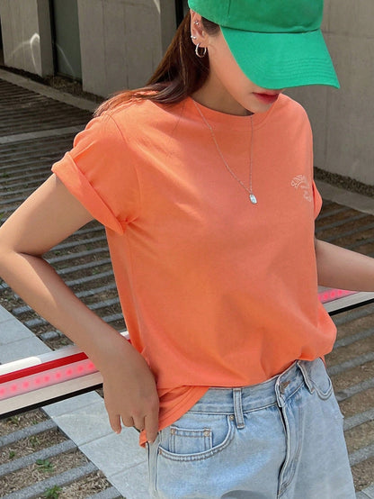 DAZY Letter Graphic Drop Shoulder Tee Preppy Tops