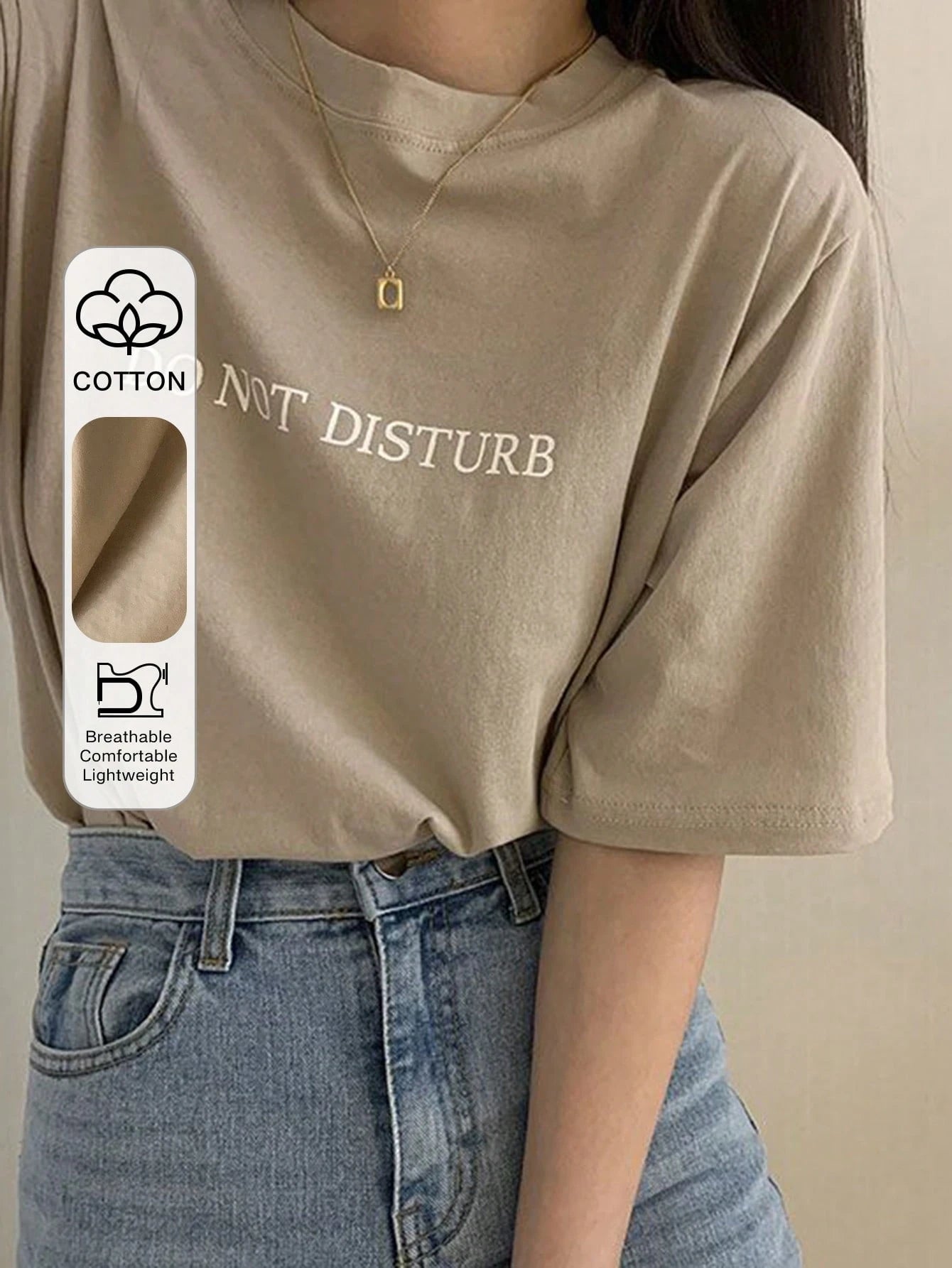 DAZY Women's Loose Regular Fit T-Shirt With Letter Print Summer