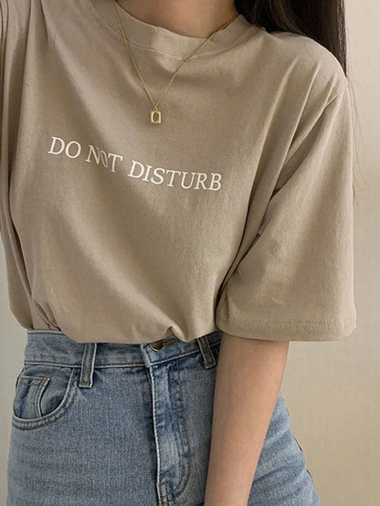 DAZY Women's Loose Regular Fit T-Shirt With Letter Print Summer