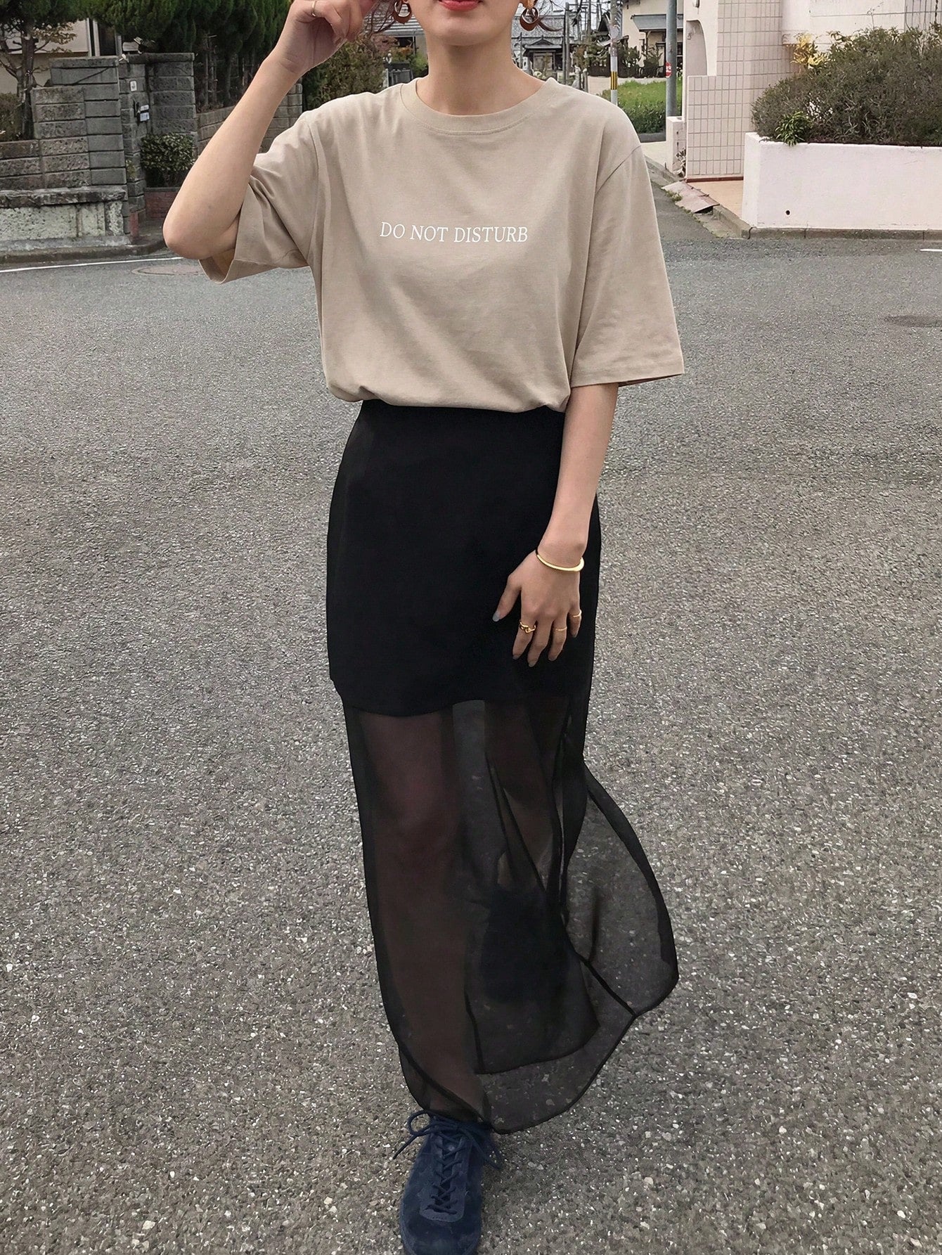 DAZY Women's Loose Regular Fit T-Shirt With Letter Print Summer