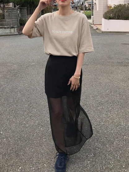 DAZY Women's Loose Regular Fit T-Shirt With Letter Print Summer
