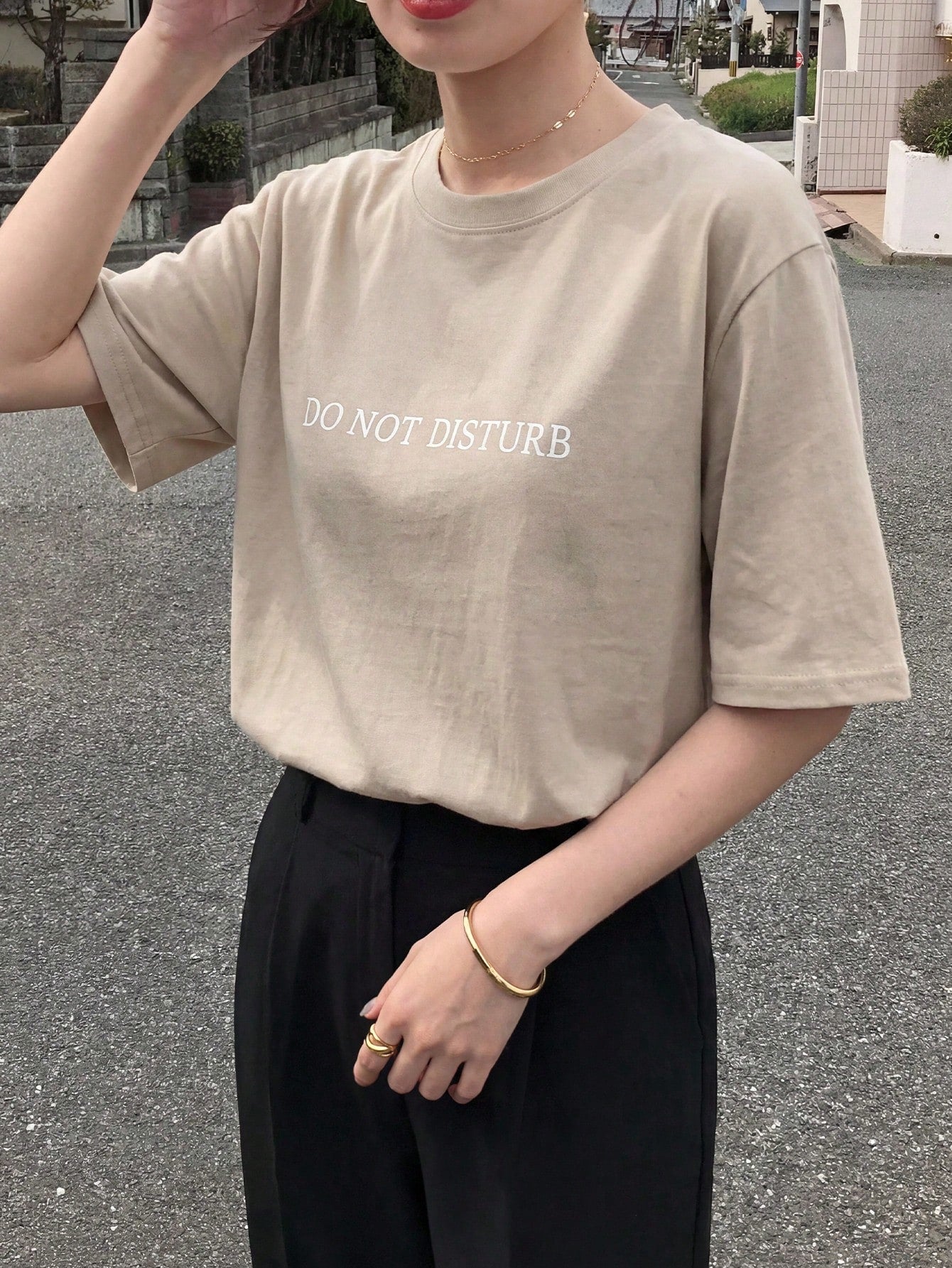 DAZY Women's Loose Regular Fit T-Shirt With Letter Print Summer