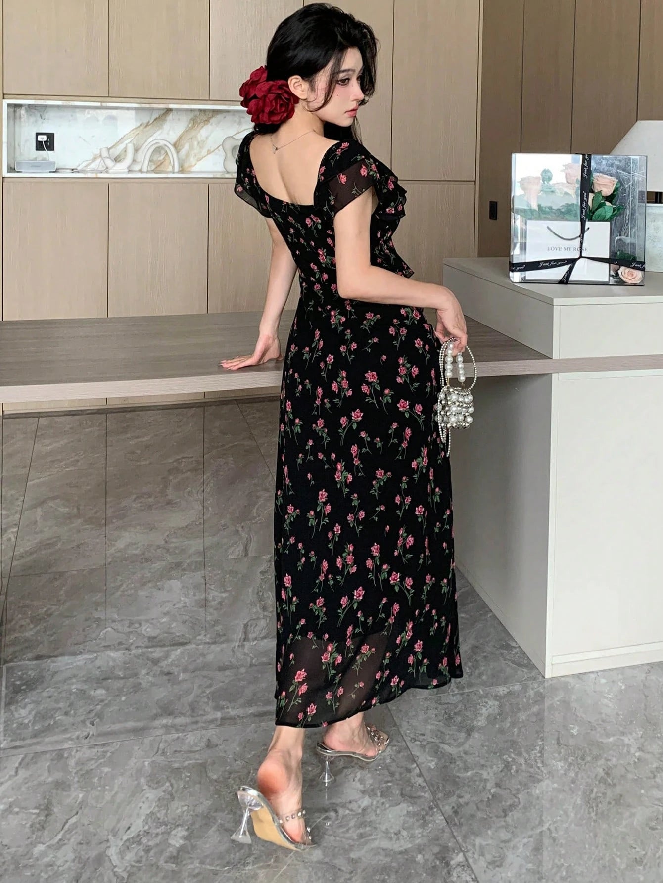 DAZY Women's Sweetheart Neck Floral Printed Dress With Ruffle Hem For Summer,Milkmaid Dress Sundress Vacation Outfits Women Easter Boho