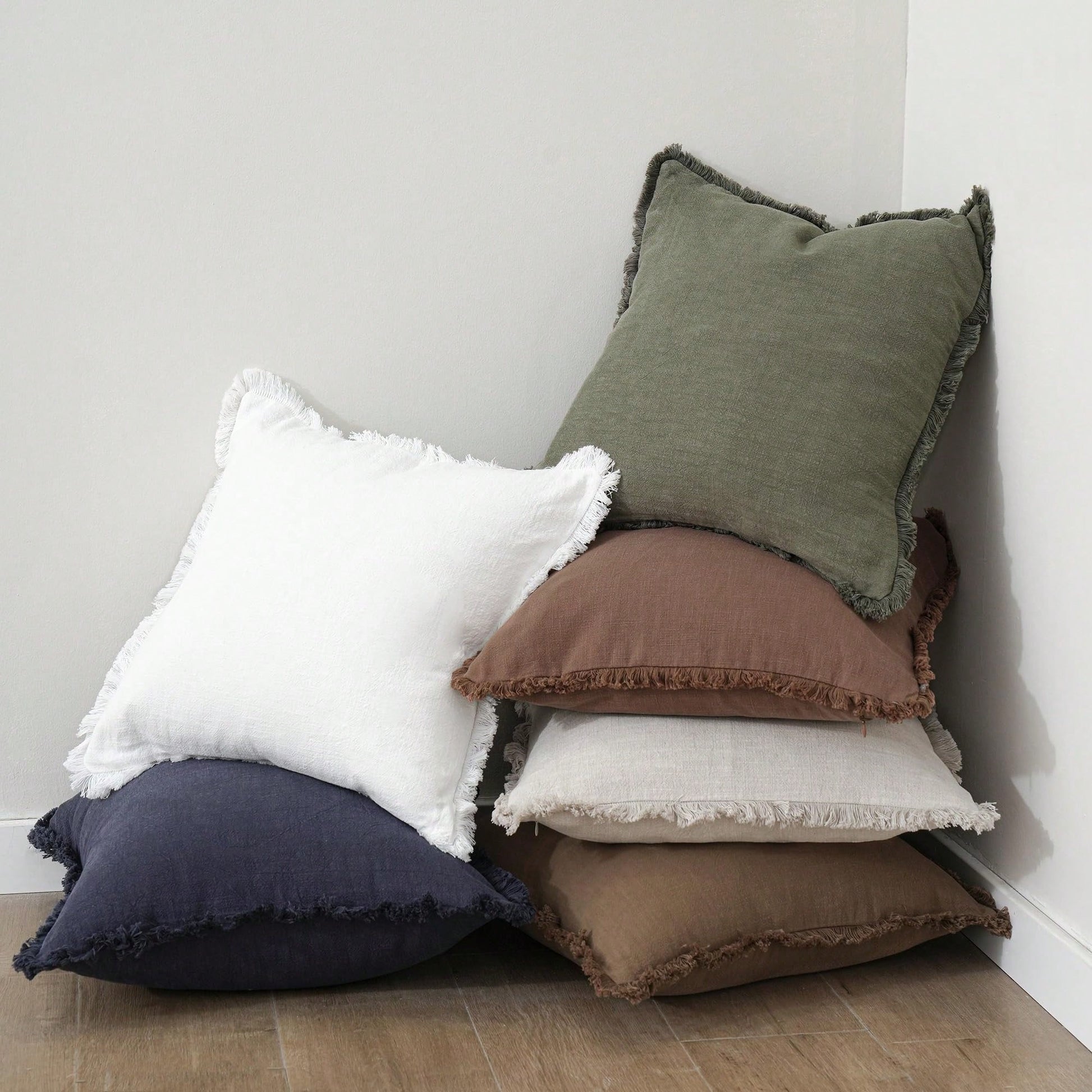 Decorative Linen Fringe Throw Pillow Covers Cozy Boho Farmhouse Cushion Cover With Tassels Soft Accent Pillowcase For Couch Chair Sofa Bed Living Room Home Decor