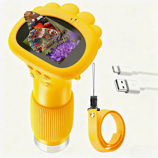 Digital Microscope 1000X Portable Pocket Children Microscope 1080P HD 5.08 Cm IPS Screen USB Microscope For Kids With 8LED Computer Microscope Electronic Biological Suitable For Kids Gifts, Suitable F