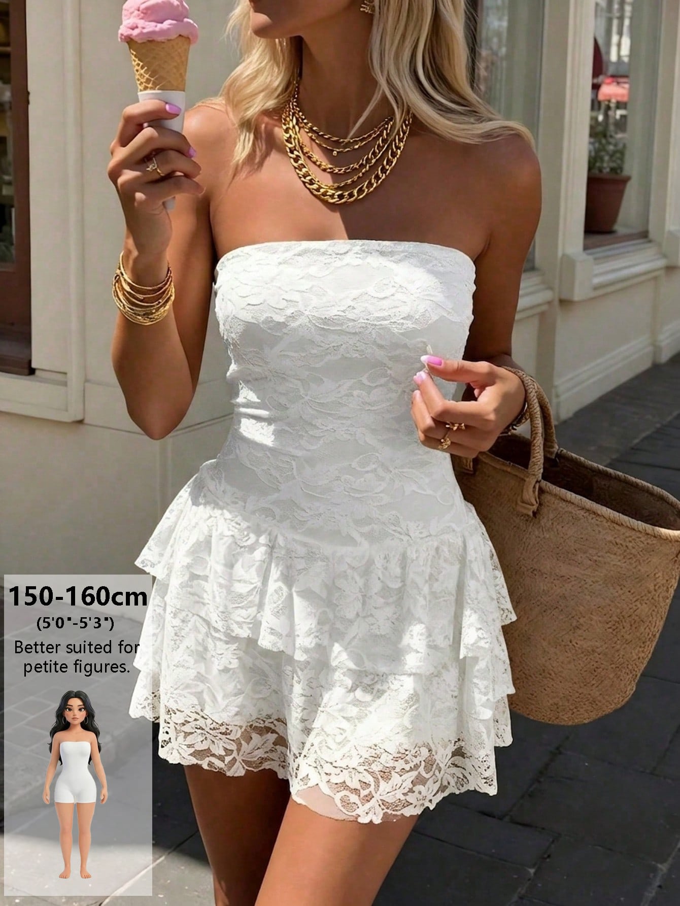 Dila Polly 2026 Women's Sexy Solid-Color Lace Bodycon Mini Tube Dress; White Strapless Mini Dress With Built-In Shorts, Suitable For Autumn.