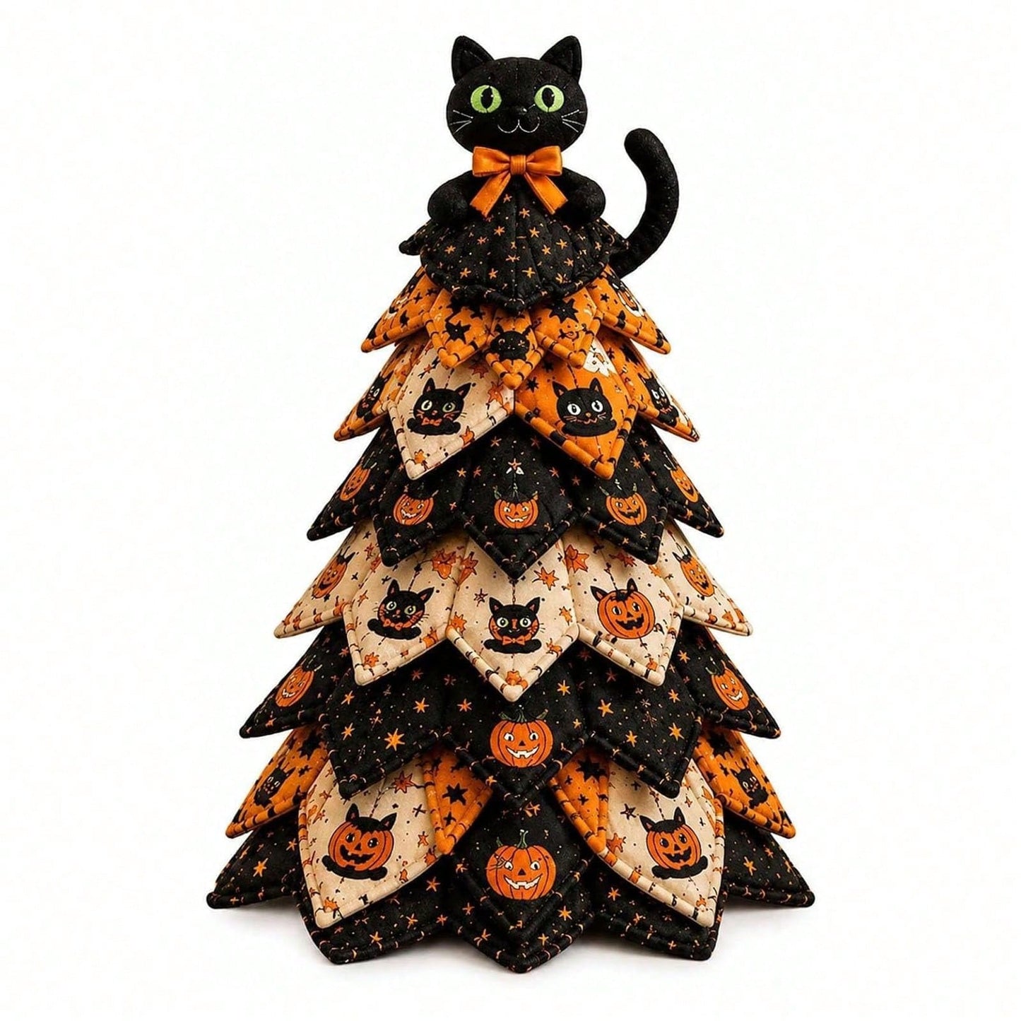 DIY 3D Quilted Fabric Christmas Tree Craft Kit, Layered Soft Padded Tree Decoration Set, Handmade Holiday Tabletop Ornament For Mantel Shelf & Home Decor