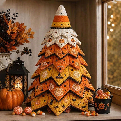 DIY 3D Quilted Fabric Christmas Tree Craft Kit, Layered Soft Padded Tree Decoration Set, Handmade Holiday Tabletop Ornament For Mantel Shelf & Home Decor