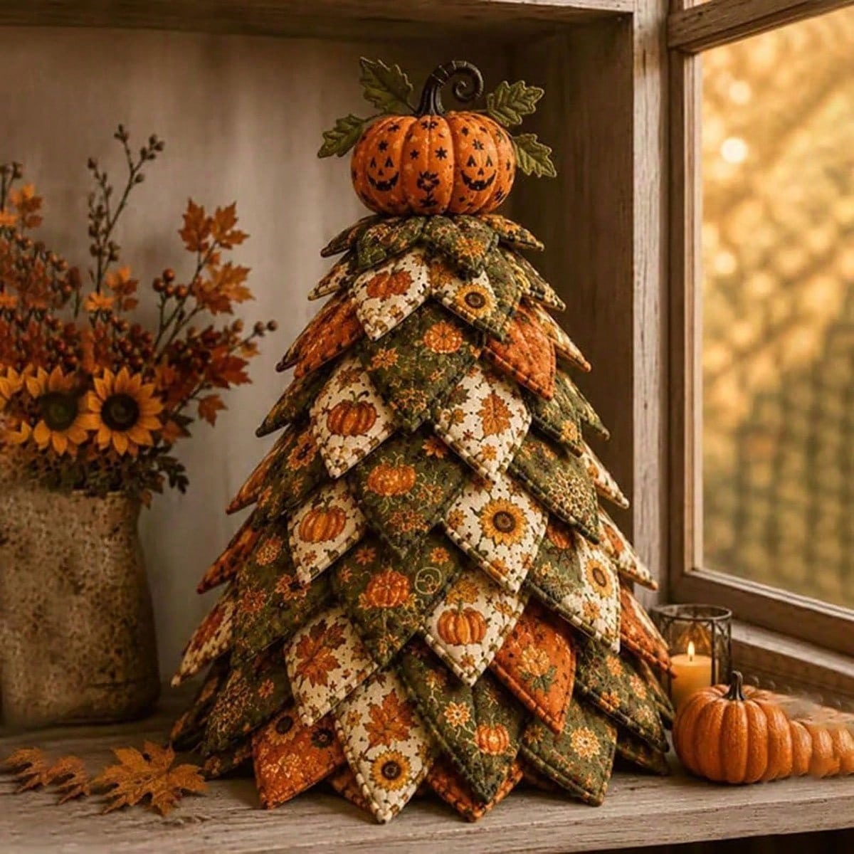 DIY 3D Quilted Fabric Christmas Tree Craft Kit, Layered Soft Padded Tree Decoration Set, Handmade Holiday Tabletop Ornament For Mantel Shelf & Home Decor