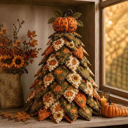 DIY 3D Quilted Fabric Christmas Tree Craft Kit, Layered Soft Padded Tree Decoration Set, Handmade Holiday Tabletop Ornament For Mantel Shelf & Home Decor