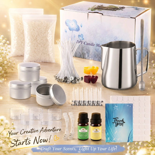 DIY Scented Candle Making Kit, Includes Soy Candle Wax, Essential Oils, Silver Tin, Wicks, Pouring Jar And Accessories, Decorative Candles For Beginners, Wedding Gift, Wedding Favors And Christening D