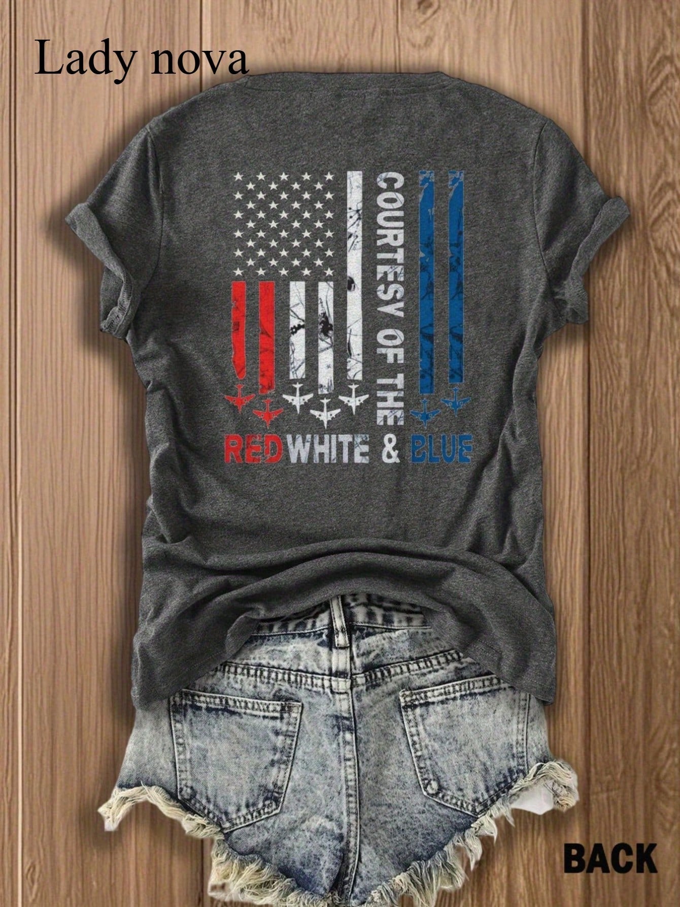 Double Sided Printing American Flag Country Of The Red White And Blue Lady Nova T Shirt,Summer Outfits For Women, Vacation Outfits Women