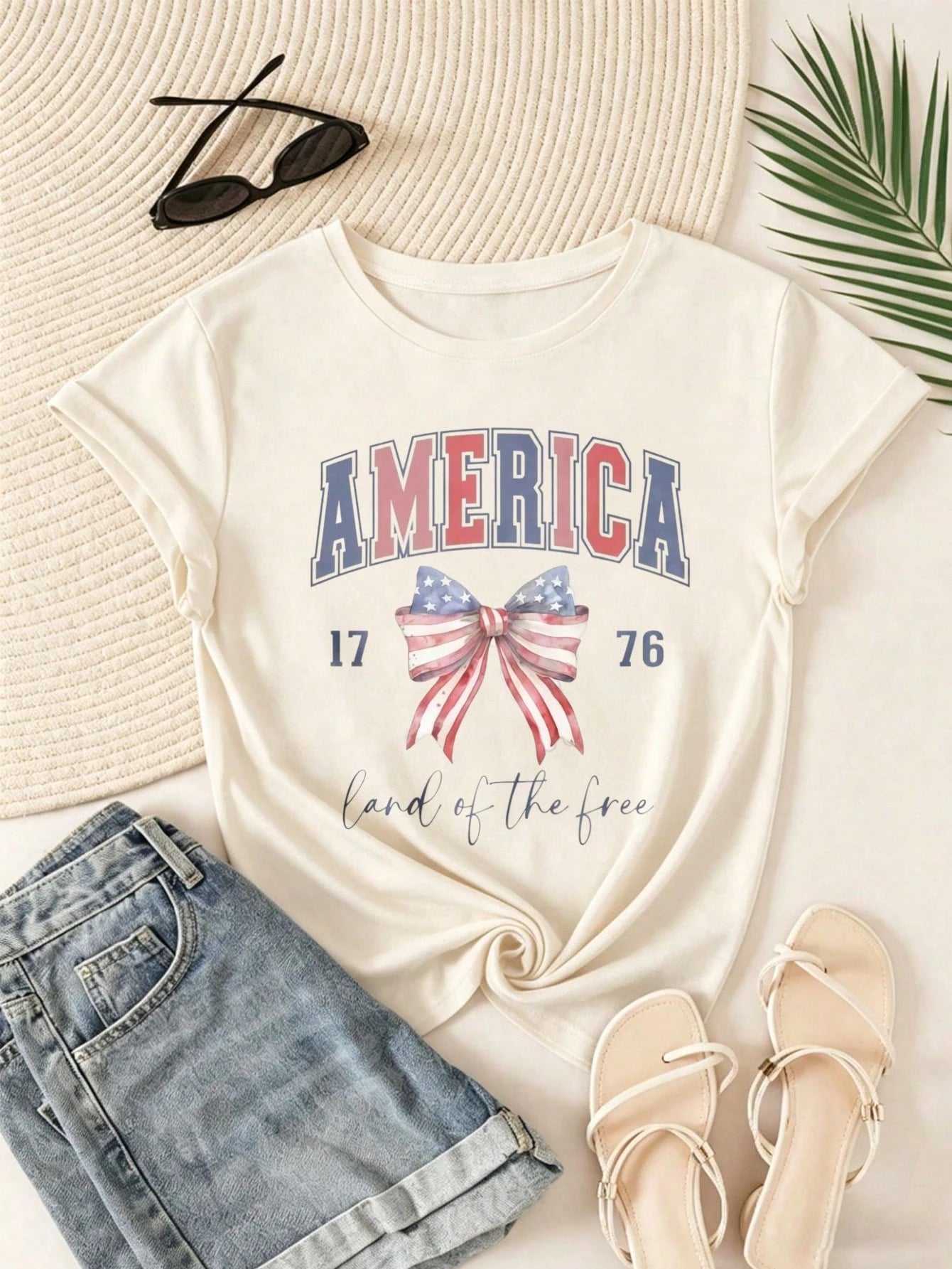 Double Sided Printing American Flag Country Of The Red White And Blue Lady Nova T Shirt,Summer Outfits For Women, Vacation Outfits Women