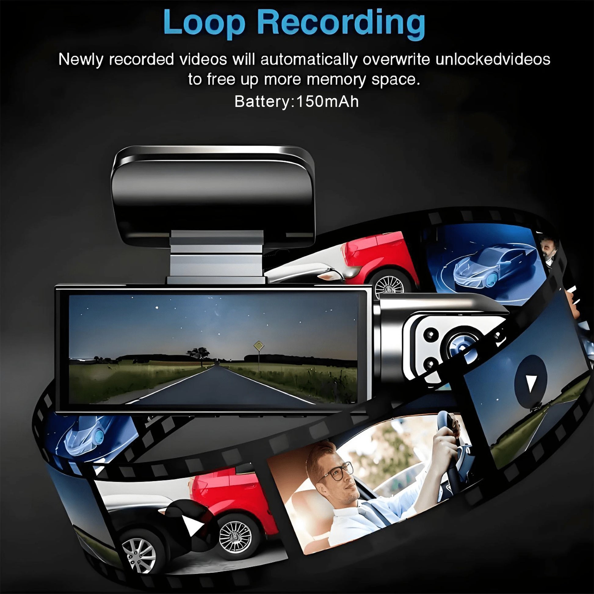 Dual Lens Dash Cam With Night Vision, Dual 1080P Front And Embedded Cameras, Wide Angle Car DVR, 3.16" IPS Screen, 24-Hour Motion Sensor Parking Mode, 32GB Memory Card Loop Recording