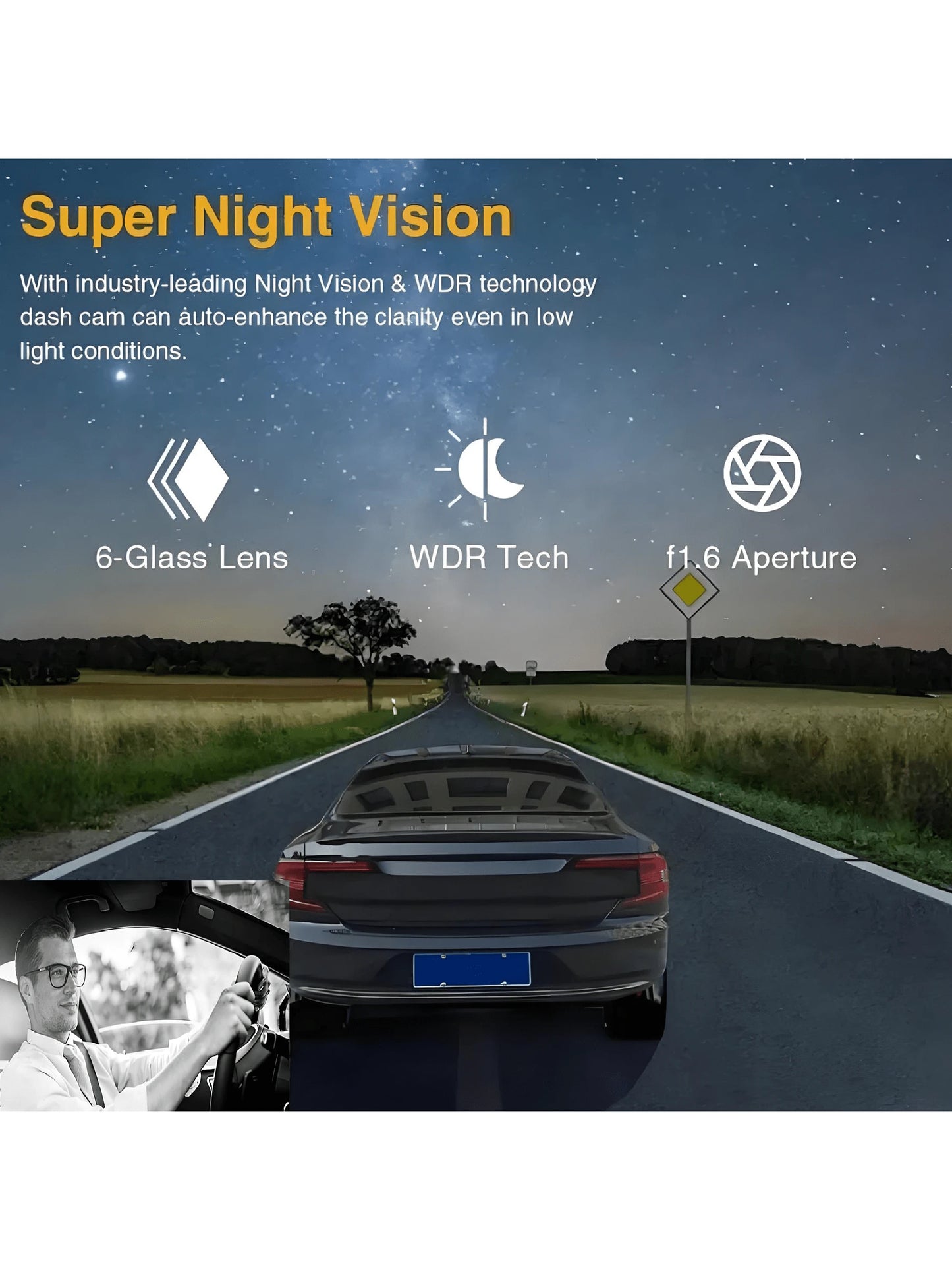 Dual Lens Dash Cam With Night Vision, Dual 1080P Front And Embedded Cameras, Wide Angle Car DVR, 3.16" IPS Screen, 24-Hour Motion Sensor Parking Mode, 32GB Memory Card Loop Recording