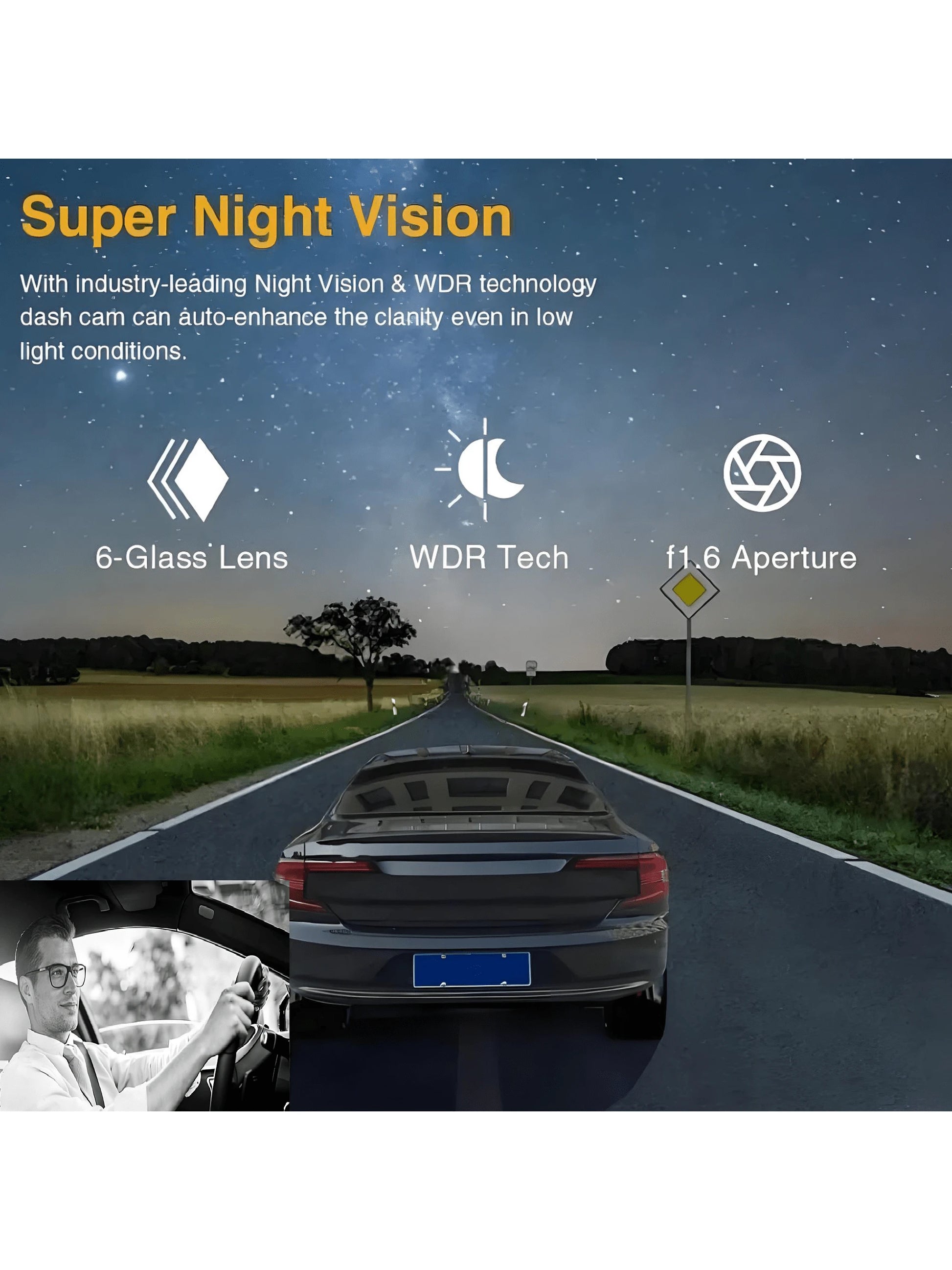 Dual Lens Dash Cam With Night Vision, Dual 1080P Front And Embedded Cameras, Wide Angle Car DVR, 3.16" IPS Screen, 24-Hour Motion Sensor Parking Mode, 32GB Memory Card Loop Recording