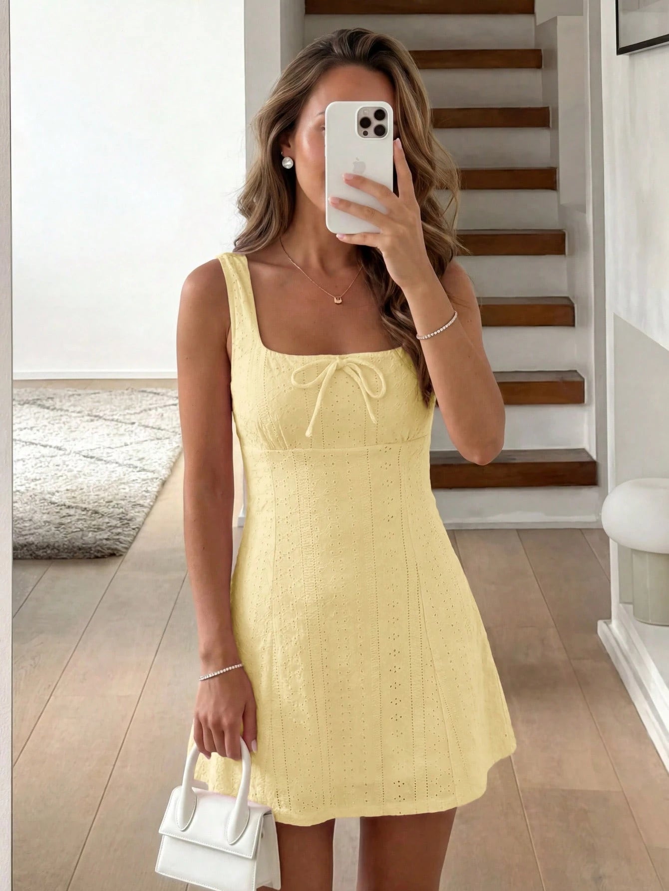 Easowa Women's Pastel Yellow Textured Sleeveless Wrap Dress, Effortless Chic Cute Summer Outfit For Brunch Vacation, Countryside Picnic Spring Vacations