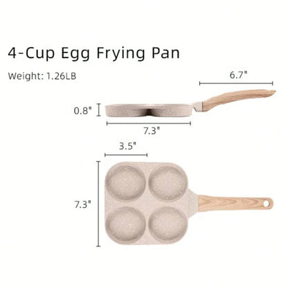 Egg Pan Omelette Pan, 4-Cup Nonstick Omelette Skillet- Pancake Pan And Healthy Egg Cooker Suitable For Gas Stove & Induction Cookware