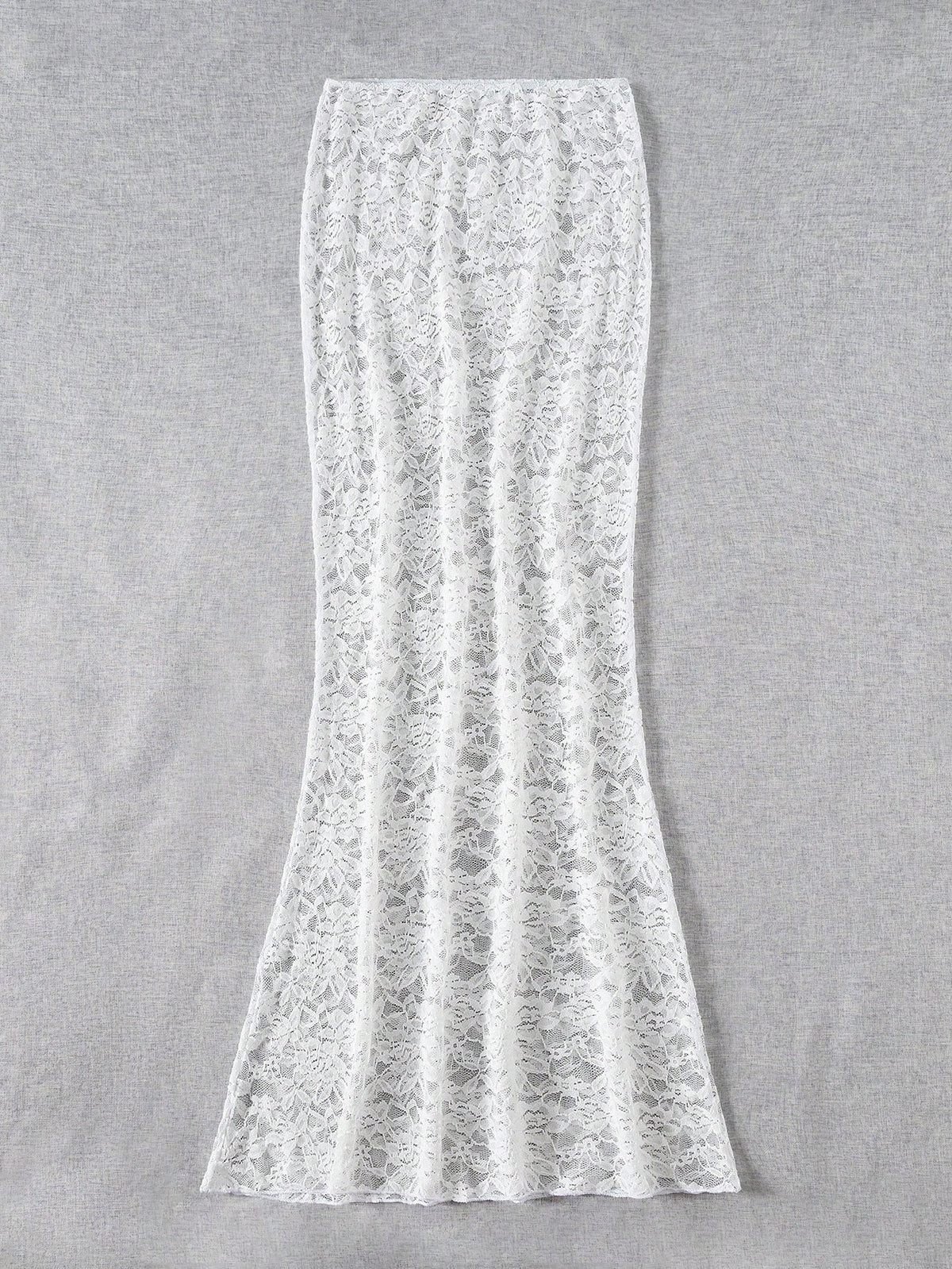 EgrlEra 1pc White Lace Beach Cover Up Mermaid Skirt Swimsuit For Women, Summer Vacation