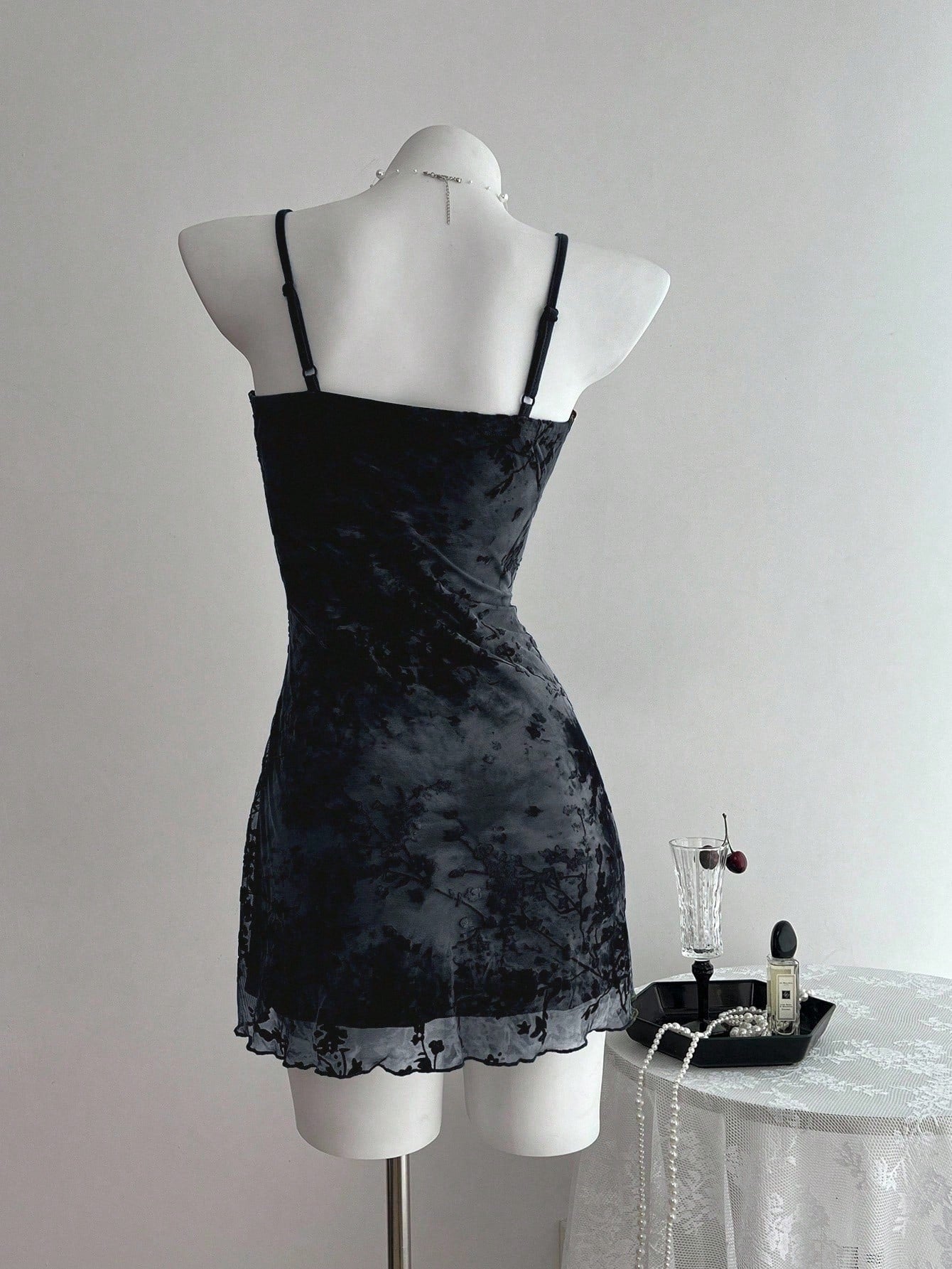 Elamini Flocked Retro Camisole Versatile Dress, Spring/Summer