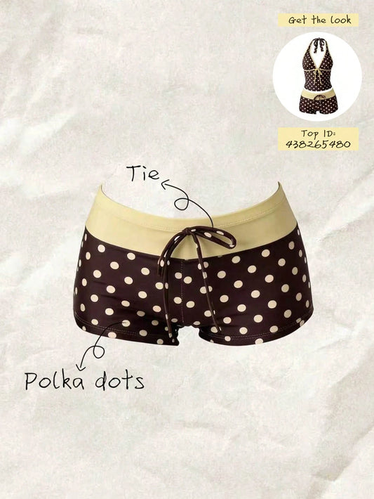 Elavelle Short Fabric Polka Dot High Waist Women Bikini Bottoms Multicolor