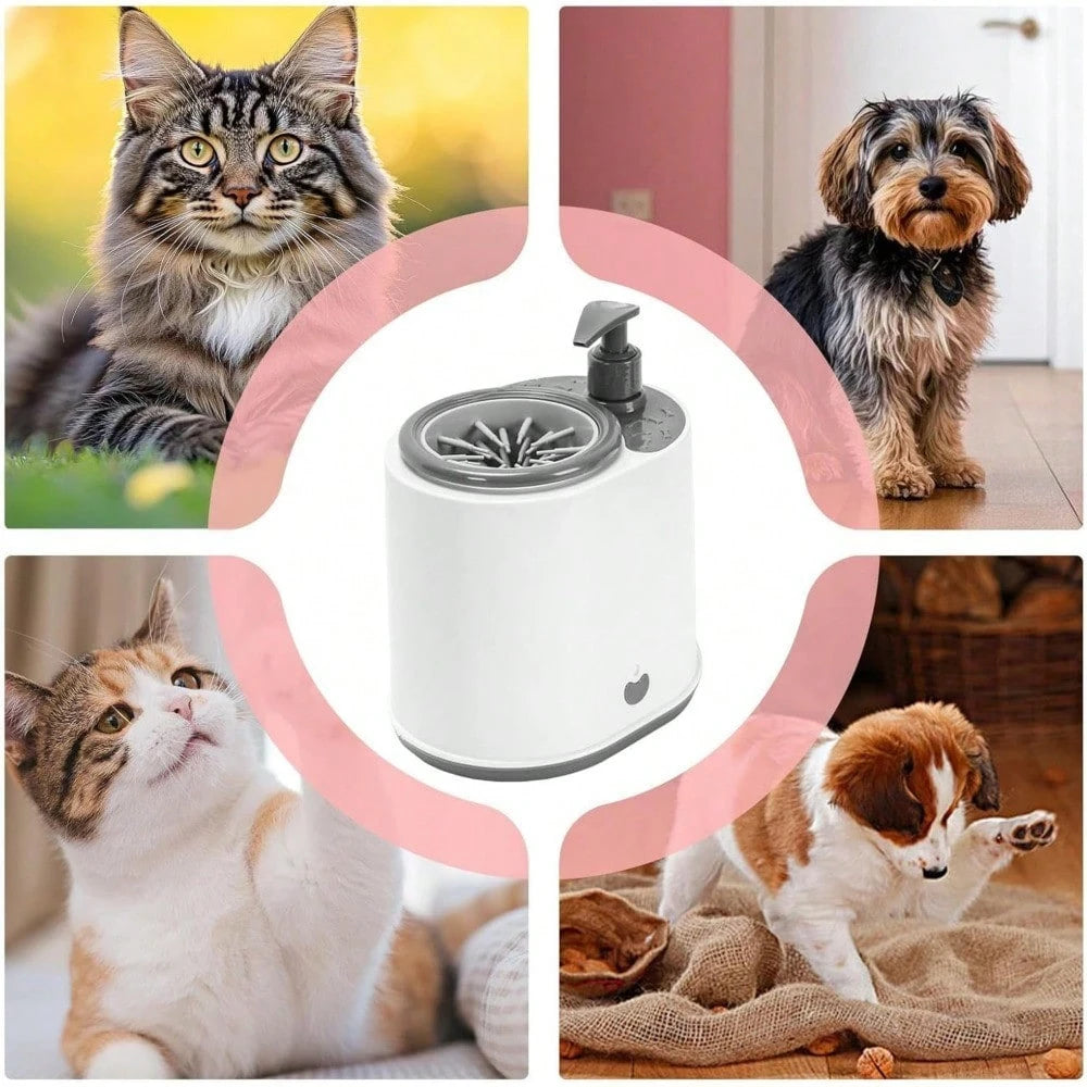 Electric Dog Paw Cleaner, Portable Automatic Paw Washer With Soft Silicone Bristles, Rechargeable Pet Paw Cleaner With Soap Dispenser For Dogs & Cats, Ideal For Muddy Paws After Walking Or Hiking(B)