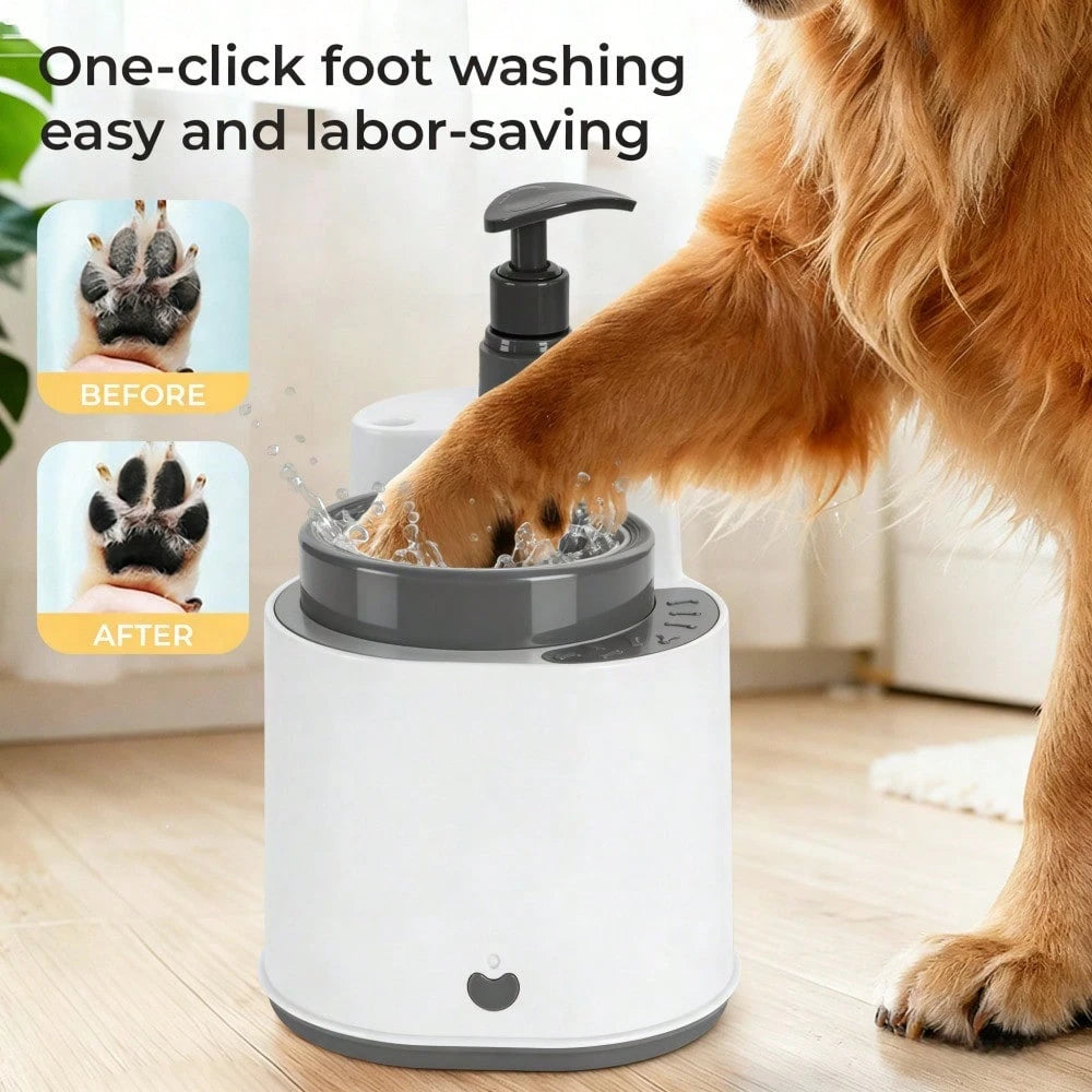 Electric Dog Paw Cleaner, Portable Automatic Paw Washer With Soft Silicone Bristles, Rechargeable Pet Paw Cleaner With Soap Dispenser For Dogs & Cats, Ideal For Muddy Paws After Walking Or Hiking(B)