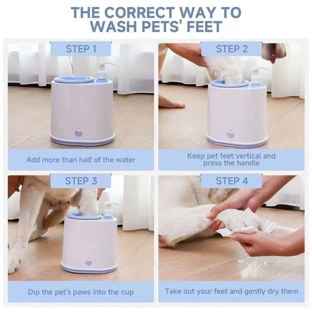 Electric Dog Paw Cleaner, Portable Automatic Paw Washer With Soft Silicone Bristles, Rechargeable Pet Paw Cleaner With Soap Dispenser For Dogs & Cats, Ideal For Muddy Paws After Walking Or Hiking(B)