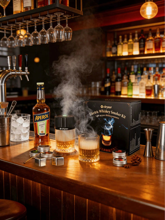 Electric Whiskey Smoker Kit With 4 Light Modes, Rechargeable Cocktail Smoker, 6 Wood Chips, No Butane Required, Christmas/Birthday Gifts For Men, Dad, Husband