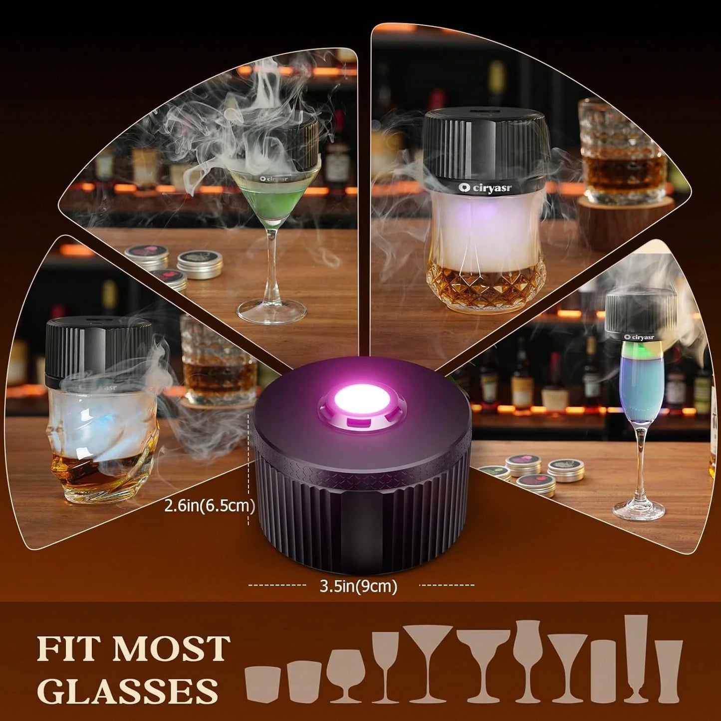 Electric Whiskey Smoker Kit With 4 Light Modes, Rechargeable Cocktail Smoker, 6 Wood Chips, No Butane Required, Christmas/Birthday Gifts For Men, Dad, Husband