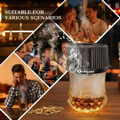 Electric Whiskey Smoker Kit With 4 Light Modes, Rechargeable Cocktail Smoker, 6 Wood Chips, No Butane Required, Christmas/Birthday Gifts For Men, Dad, Husband