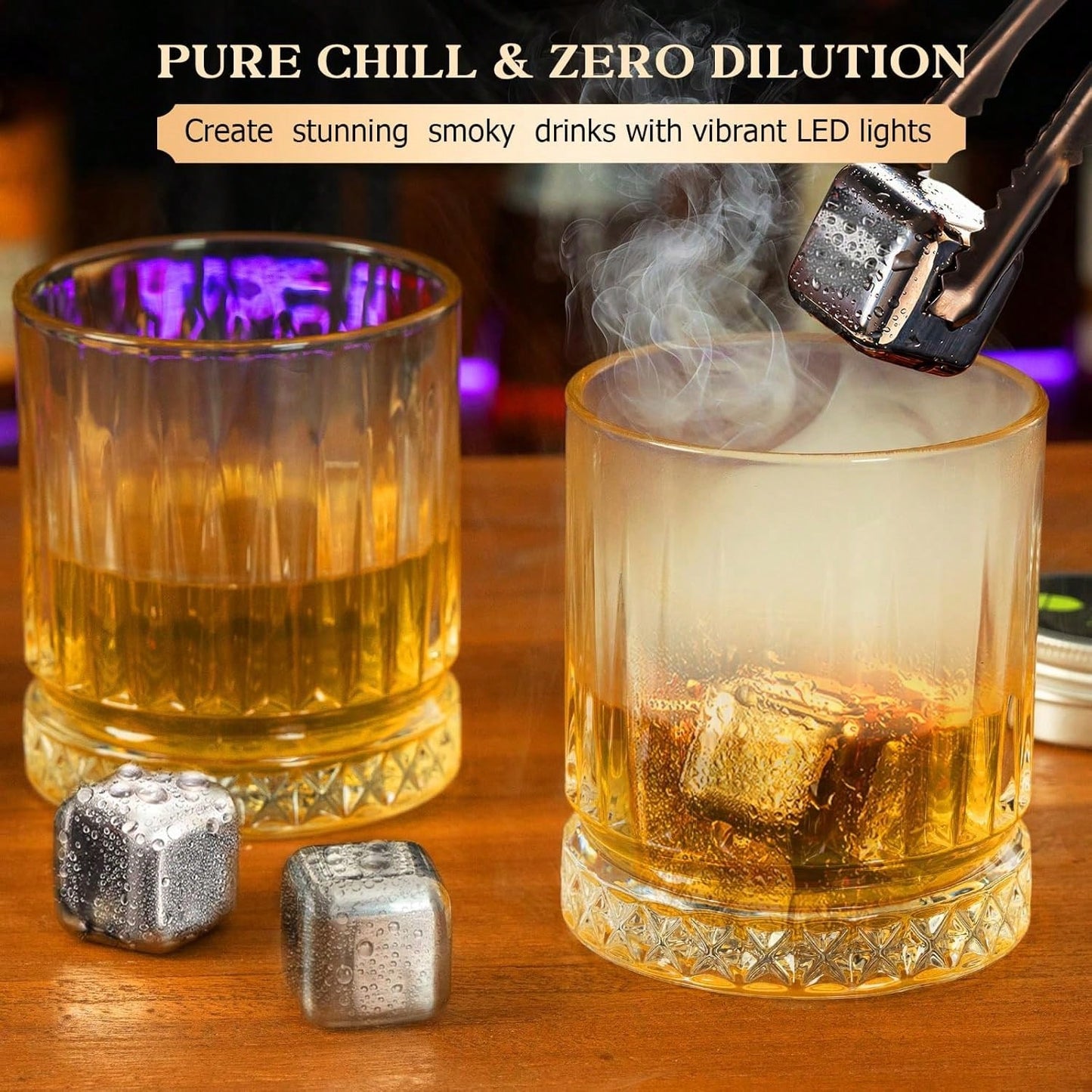Electric Whiskey Smoker Kit With 4 Light Modes, Rechargeable Cocktail Smoker, 6 Wood Chips, No Butane Required, Christmas/Birthday Gifts For Men, Dad, Husband