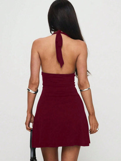 Elegant Fashion Deep V-Neck Sleeveless Mini Dress, New Summer Design