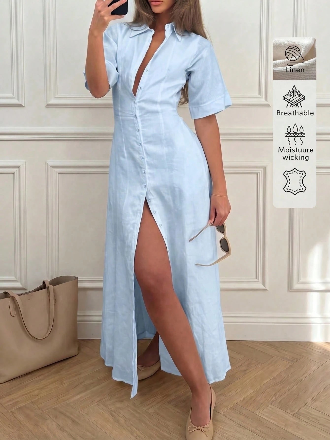 Elegant Linen Casual/Office Commute Minimalist Linen Dress, Summer Dresses, Elegant Dresses For Women, Casual Dresses For Women