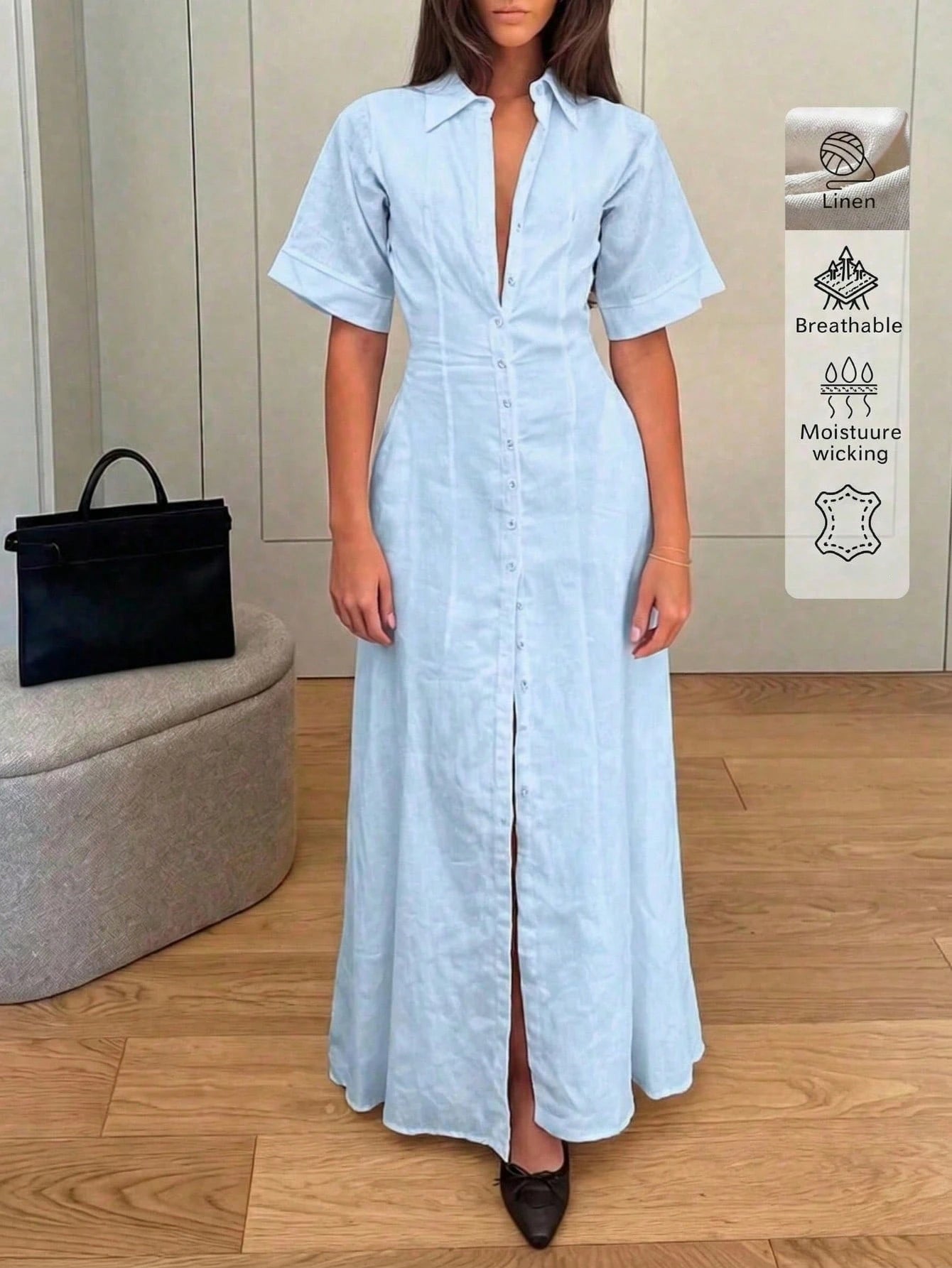 Elegant Linen Casual/Office Commute Minimalist Linen Dress, Summer Dresses, Elegant Dresses For Women, Casual Dresses For Women