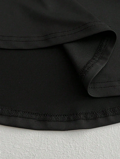 Elenzga Plus Size Women Sexy Business Casual Traditional Short Sleeve Asymmetrical Hem Waist Cinched Casual/Office Formal/Home/Outing T-Shirt Top Black Summer