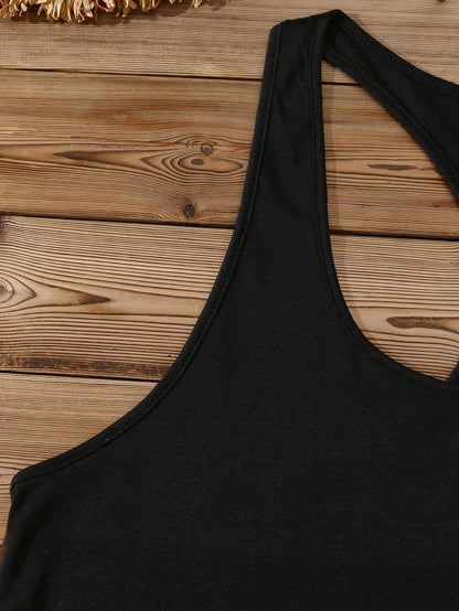 EMERY ROSE Casual Minimalist Skull Print Tank Top For Plus Size Women, Suitable For Summer, Halloween Back To School,Holiday,Flower/Vacation/Spring