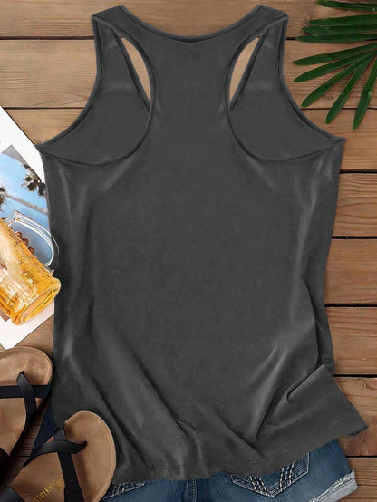 EMERY ROSE Casual Minimalist Skull Print Tank Top For Plus Size Women, Suitable For Summer, Halloween Back To School,Holiday,Flower/Vacation/Spring