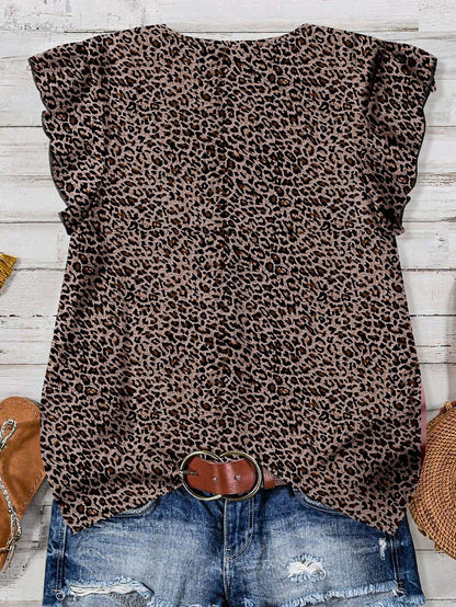 EMERY ROSE Plus Size Casual Leopard Print Shirt, Suitable For Summer Chic Blouses For Women Fall