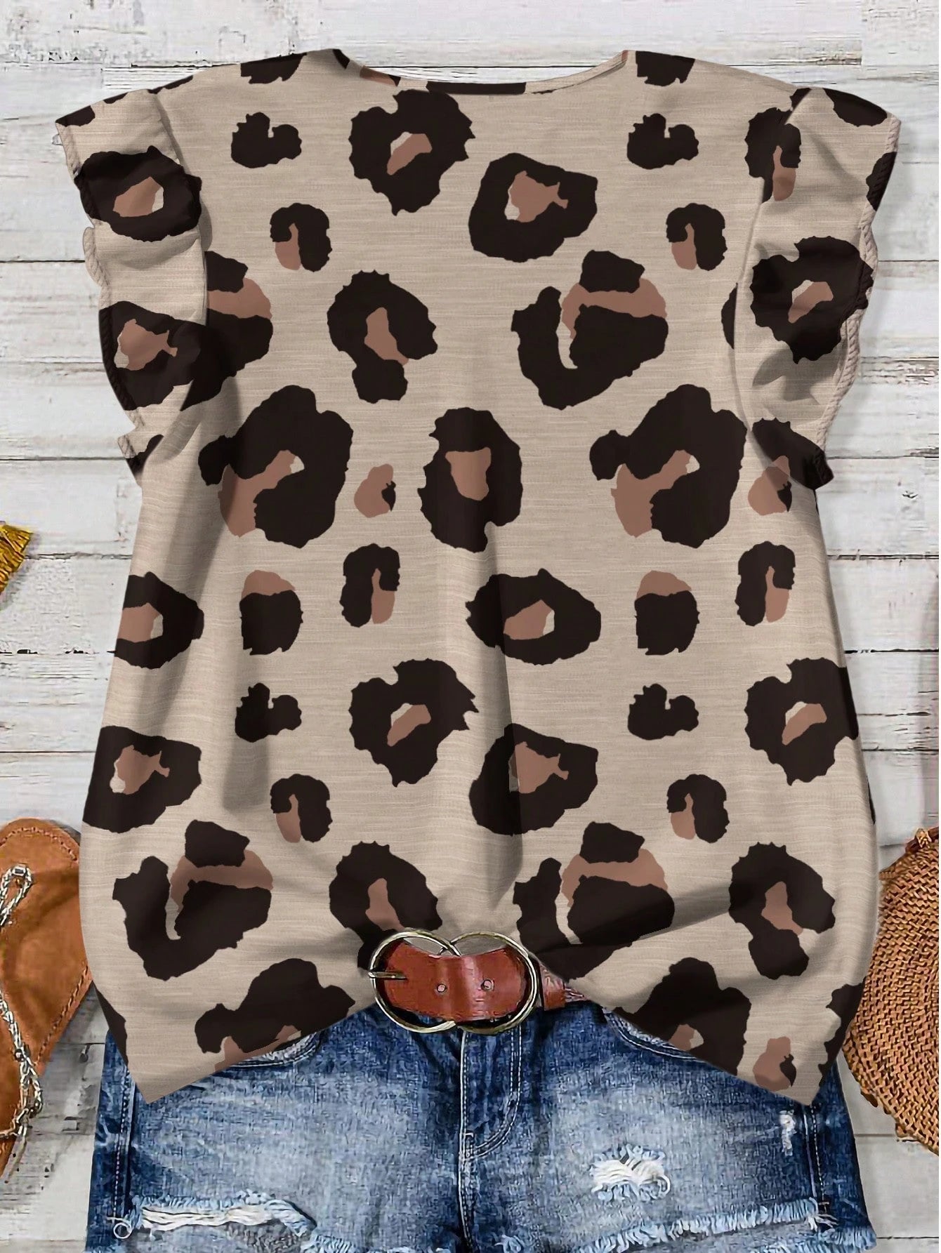 EMERY ROSE Plus Size Casual Leopard Print Shirt, Suitable For Summer Chic Blouses For Women Fall