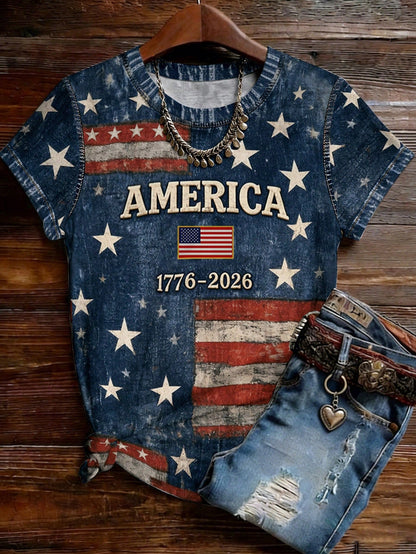EMERY ROSE Plus Size Women's American Vintage Tie-Dye Leopard Print Heart Rhinestone Short Sleeve T-Shirt Valentine's Day Limited Edition Exquisite Loose Top Casual Daily Dating