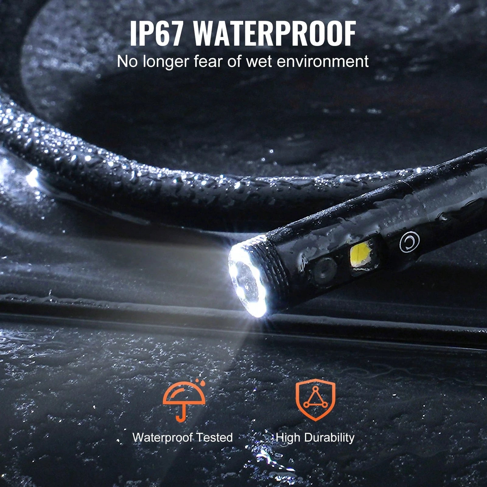 Endoscope Camera With Light, Dual Lens Industrial Borescope, 4.3" Screen 1080P Inspection Camera, 8 + 1 Lights, 4X Zoom, IP67 Waterproof Snake Camera For Auto, Plumbing (16.4FT Cable, 32GB Card)