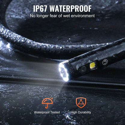Endoscope Camera With Light, Dual Lens Industrial Borescope, 4.3" Screen 1080P Inspection Camera, 8 + 1 Lights, 4X Zoom, IP67 Waterproof Snake Camera For Auto, Plumbing (16.4FT Cable, 32GB Card)
