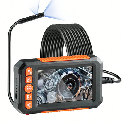 Endoscope Camera With Light, Dual Lens Industrial Borescope, 4.3" Screen 1080P Inspection Camera, 8 + 1 Lights, 4X Zoom, IP67 Waterproof Snake Camera For Auto, Plumbing (16.4FT Cable, 32GB Card)