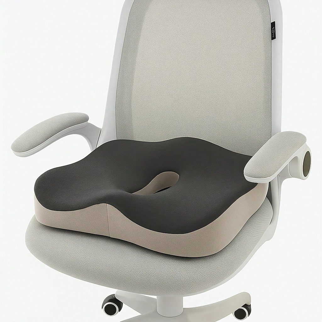 Ergonomic Memory Foam Tailbone Pad- Office Chair Support, Washable, Mixed Color (Light Green With Gray Border), Wheelchair, Car Seat And Tilt Comfortable Contour Design, Car Seat Comfort| Ergonomic