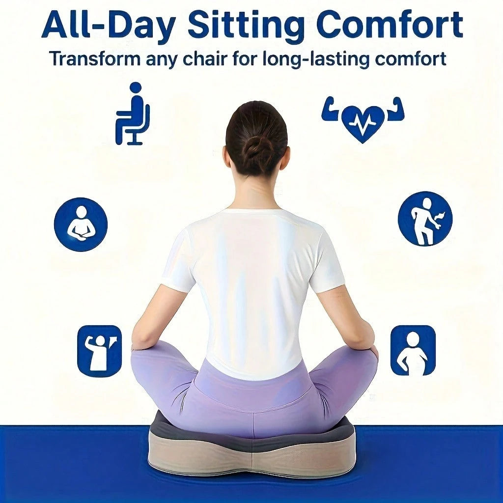 Ergonomic Memory Foam Tailbone Pad- Office Chair Support, Washable, Mixed Color (Light Green With Gray Border), Wheelchair, Car Seat And Tilt Comfortable Contour Design, Car Seat Comfort| Ergonomic