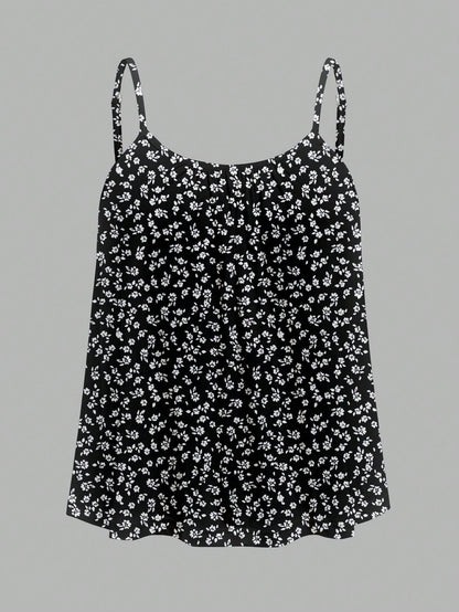 EZwear 3pcs Plus Size Casual Minimalist Ditsy Floral Camisole